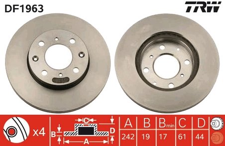 DISC FRANA TRW DF1963 - Compatibil cu ACURA, HONDA