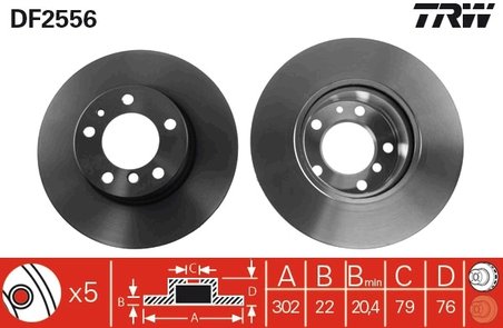 DISC FRANA TRW DF2556 - Compatibil cu BMW