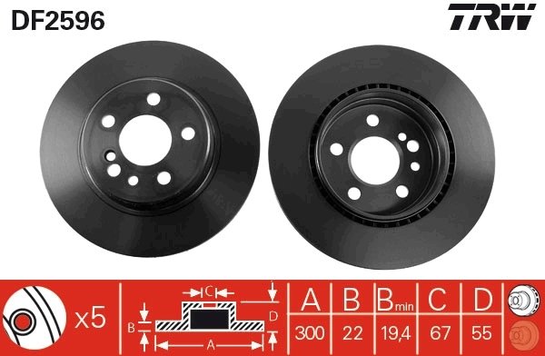 DISC FRANA TRW DF2596 - Compatibil cu MERCEDES-BENZ