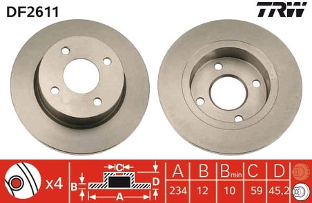 DISC FRANA TRW DF2611 - Compatibil cu NISSAN