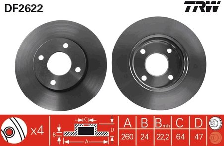 DISC FRANA TRW DF2622 - Compatibil cu FORD, FORD AUSTRALIA, FORD USA