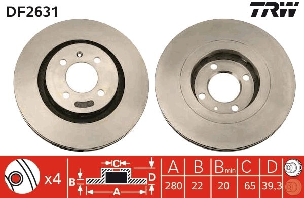 DISC FRANA TRW DF2631 - Compatibil cu SEAT, VW