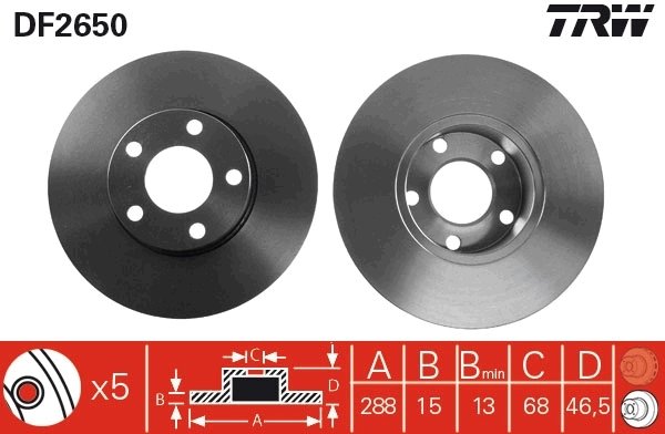 DISC FRANA TRW DF2650 - Compatibil cu AUDI
