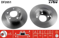 DISC FRANA TRW DF2651 - Compatibil cu AUDI, AUDI (FAW), HONGQI, SKODA, VW, VW (SVW)