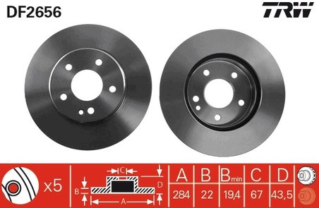 DISC FRANA TRW DF2656 - Compatibil cu MERCEDES-BENZ