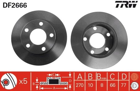DISC FRANA TRW DF2666 - Compatibil cu AUDI