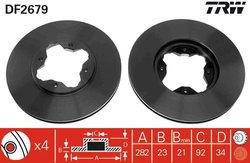 DISC FRANA TRW DF2679 - Compatibil cu HONDA, ROVER
