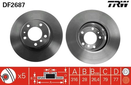 DISC FRANA TRW DF2687 - Compatibil cu BMW