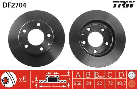 DISC FRANA TRW DF2704 - Compatibil cu EUNOS, FORD ASIA & OCEANIA, FORD AUSTRALIA, FORD USA, HAIMA (FAW), MAZDA