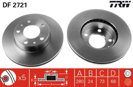DISC FRANA TRW DF2721 - Compatibil cu CITROEN, FIAT, PEUGEOT