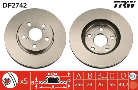 DISC FRANA TRW DF2742 - Compatibil cu TOYOTA