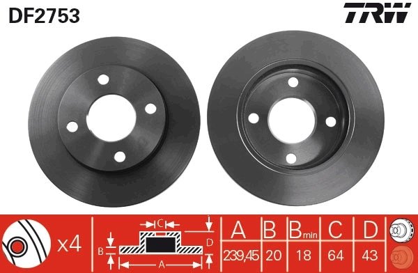 DISC FRANA TRW DF2753 - Compatibil cu FORD, FORD (CHANGAN), FORD AUSTRALIA, MAZDA