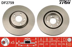 DISC FRANA TRW DF2759 - Compatibil cu ALFA ROMEO