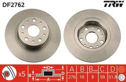 DISC FRANA TRW DF2762 - Compatibil cu ALFA ROMEO, GAC, LANCIA