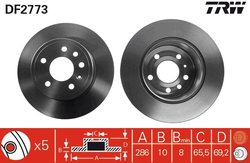 DISC FRANA TRW DF2773 - Compatibil cu CHEVROLET, HOLDEN, OPEL, SAAB, VAUXHALL