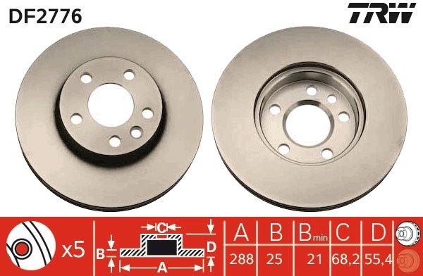 DISC FRANA TRW DF2776 - Compatibil cu FORD, SEAT, VW