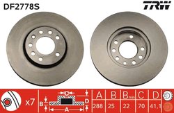 DISC FRANA TRW DF2778S - Compatibil cu CHEVROLET, HOLDEN, LOTUS, OPEL, SAAB, VAUXHALL