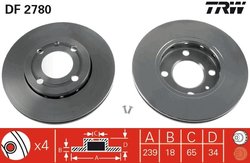 DISC FRANA TRW DF2780 - Compatibil cu SEAT, VW