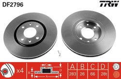 DISC FRANA TRW DF2796 - Compatibil cu CITROEN, PEUGEOT
