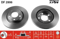 DISC FRANA TRW DF2806 - Compatibil cu AUDI, SEAT, VW