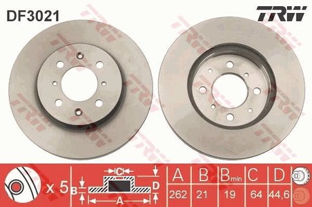 DISC FRANA TRW DF3021 - Compatibil cu HONDA, HONDA (GAC), LOTUS, MG, ROVER