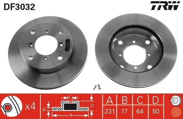 DISC FRANA TRW DF3032 - Compatibil cu CHEVROLET, SUBARU, SUZUKI, SUZUKI (CHANGAN)