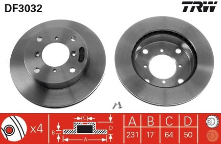 DISC FRANA TRW DF3032 - Compatibil cu CHEVROLET, SUBARU, SUZUKI, SUZUKI (CHANGAN)
