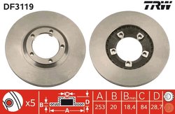 DISC FRANA TRW DF3119 - Compatibil cu HYUNDAI