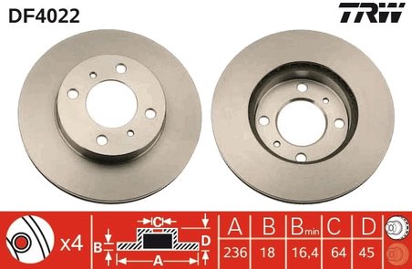 DISC FRANA TRW DF4022 - Compatibil cu MITSUBISHI, MITSUBISHI (SOUEAST), PROTON, SOUEAST