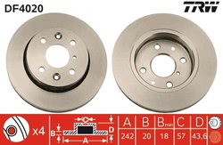 DISC FRANA TRW DF4020 - Compatibil cu FIAT, KIA, OPEL