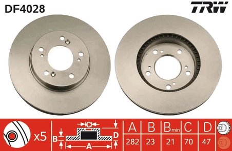 DISC FRANA TRW DF4028 - Compatibil cu ACURA, HONDA