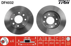 DISC FRANA TRW DF4032 - Compatibil cu HYUNDAI, KIA, MITSUBISHI