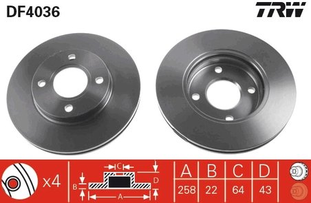 DISC FRANA TRW DF4036 - Compatibil cu FORD, FORD AUSTRALIA, MAZDA