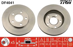 DISC FRANA TRW DF4041 - Compatibil cu BUICK, BUICK (SGM), CHEVROLET, OLDSMOBILE, OPEL, PONTIAC, VAUXHALL