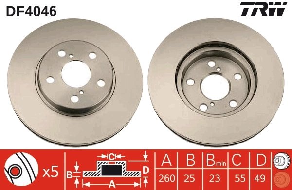 DISC FRANA TRW DF4046 - Compatibil cu TOYOTA