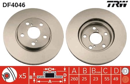 DISC FRANA TRW DF4046 - Compatibil cu TOYOTA