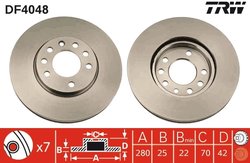 DISC FRANA TRW DF4048 - Compatibil cu CHEVROLET, HOLDEN, OPEL, VAUXHALL