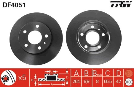 DISC FRANA TRW DF4051 - Compatibil cu CHEVROLET, HOLDEN, OPEL, VAUXHALL