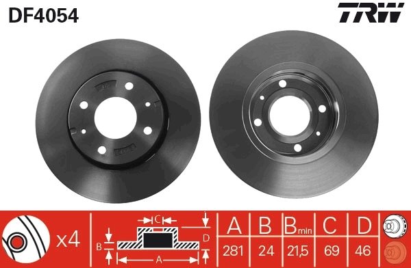 DISC FRANA TRW DF4054 - Compatibil cu MITSUBISHI, VOLVO