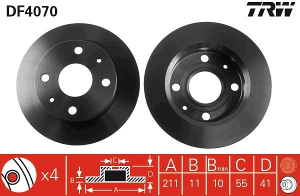 DISC FRANA TRW DF4070 - Compatibil cu DAIHATSU, PERODUA