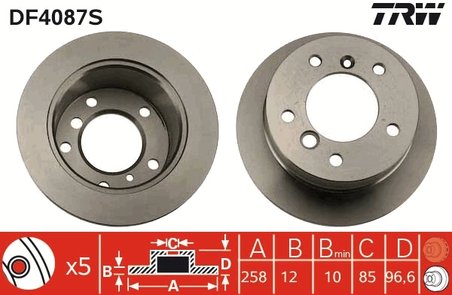 DISC FRANA TRW DF4087S - Compatibil cu MERCEDES-BENZ, VW
