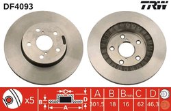DISC FRANA TRW DF4093 - Compatibil cu TOYOTA