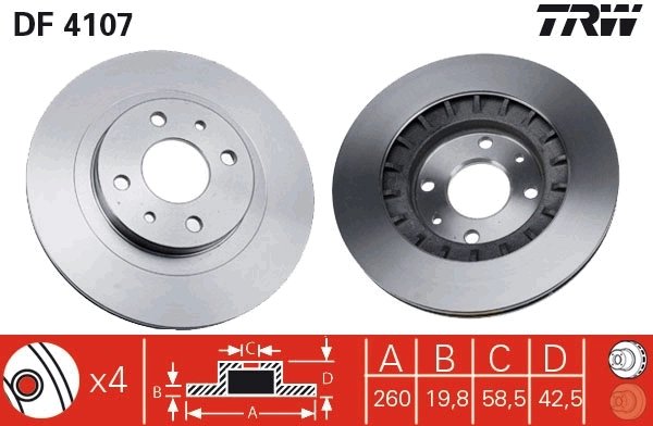 DISC FRANA TRW DF4107 - Compatibil cu LADA