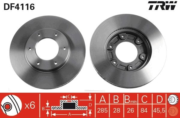 DISC FRANA TRW DF4116 - Compatibil cu JINBEI, TOYOTA
