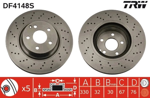 DISC FRANA TRW DF4148S - Compatibil cu MERCEDES-BENZ