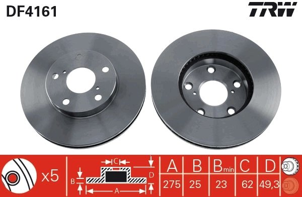 DISC FRANA TRW DF4161 - Compatibil cu TOYOTA