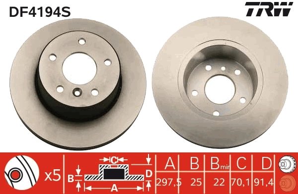 DISC FRANA TRW DF4194S - Compatibil cu LAND ROVER