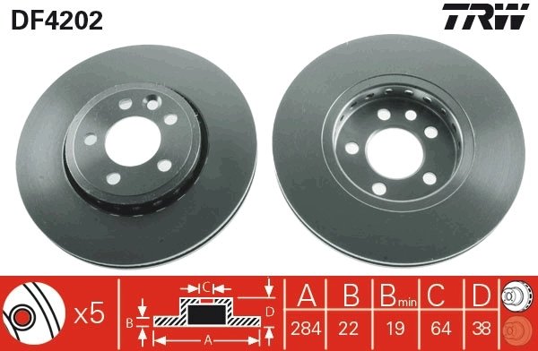 DISC FRANA TRW DF4202 - Compatibil cu MG, MG (NANJING), MG (SAIC), ROEWE (SAIC), ROVER