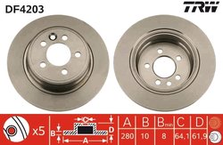 DISC FRANA TRW DF4203 - Compatibil cu MG, ROVER