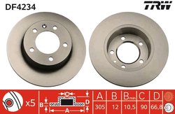 DISC FRANA TRW DF4234 - Compatibil cu NISSAN, OPEL, RENAULT, VAUXHALL